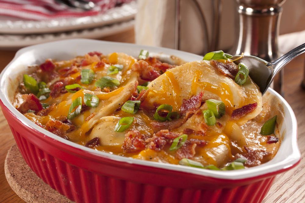 Cheesy Bacon Pierogi Bake | MrFood.com
