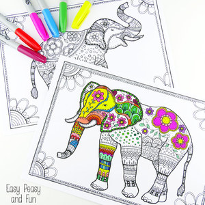 Intricate Elephant Coloring Pages
