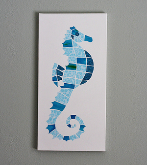 Mosaic Fabric Seahorse Canvas