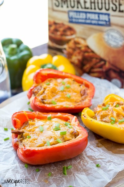 3-Ingredient Grilled Stuffed Peppers with Pulled Pork 