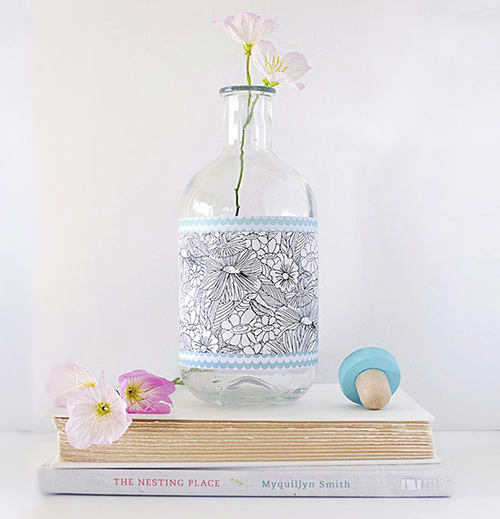 Patterned Paper Glass Vase