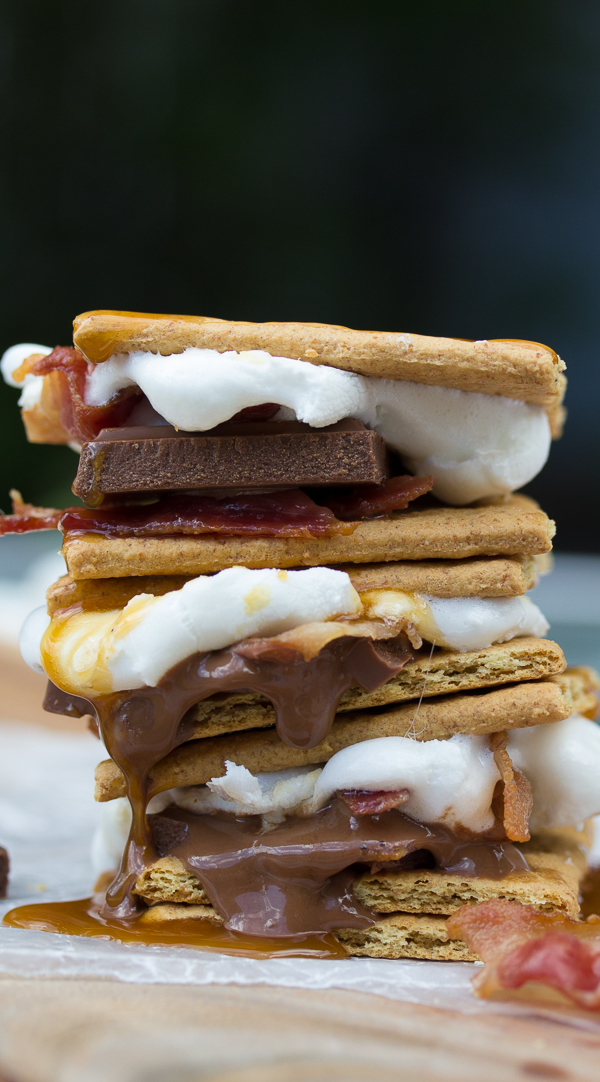 Grilled Caramel Bacon S'mores