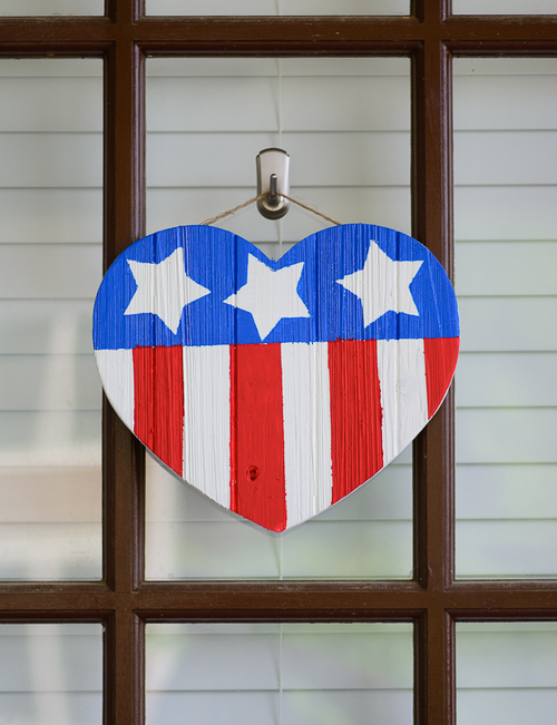  American Flag Wooden Heart 