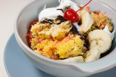 No-Brainer Banana Split Dump Cake