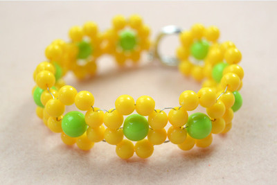 Yellow Flower Beaded DIY Bracelet