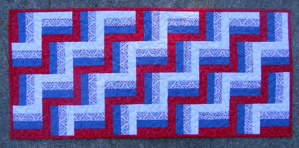 Quilted Table Runner Geometric Blues