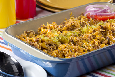 Cheeseburger Ramen Casserole