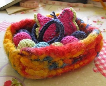 Felted Knit Trinket Basket