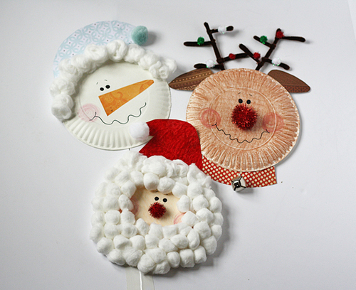 Paper Plate Santa Snowman and Rudolph