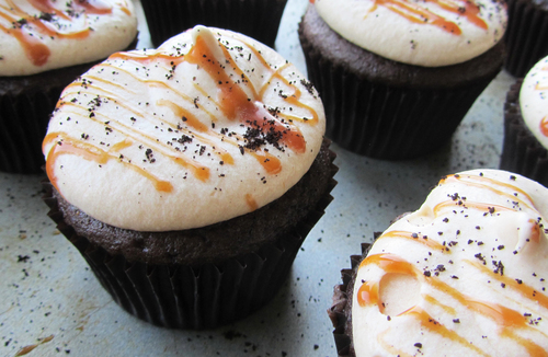 Mocha Cupcakes with Salted Caramel Frosting