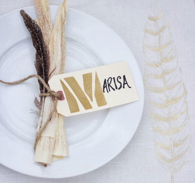 Feather and Corn Husk Table Settings