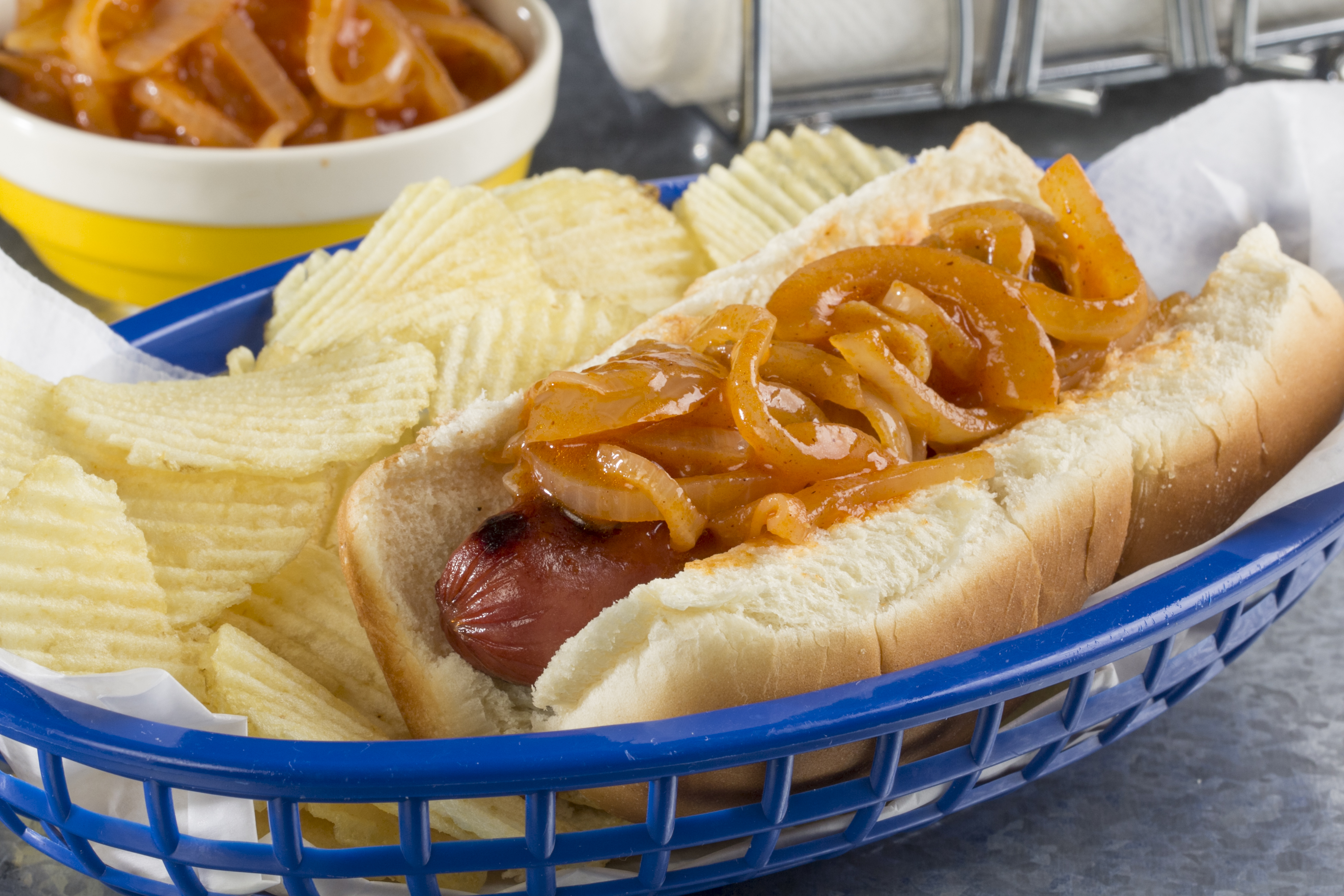 NYC-style hot dogs with street-cart onions recipe
