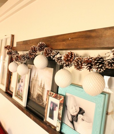 Simple Pine Cone & Ornament DIY Garland