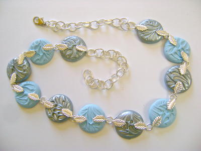 Dazzling Silver Blue Leaf Necklace
