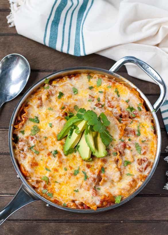 Tex Mex Skillet Lasagna | AllFreeCasseroleRecipes.com