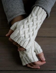 knit fingerless mittens with flap