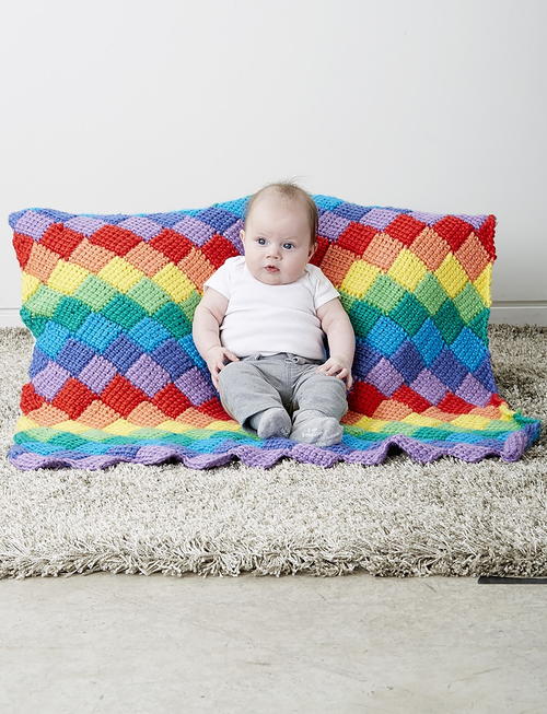 Rainbow Tunisian Crochet Baby Blanket Pattern