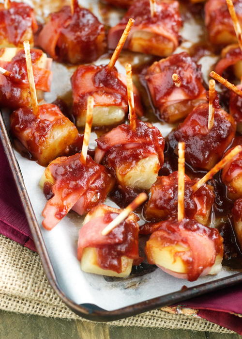 Sweet and Sour Bacon Wrapped Pineapple