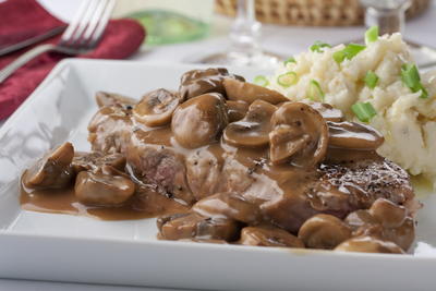 New York Strip Steak with Mushrooms