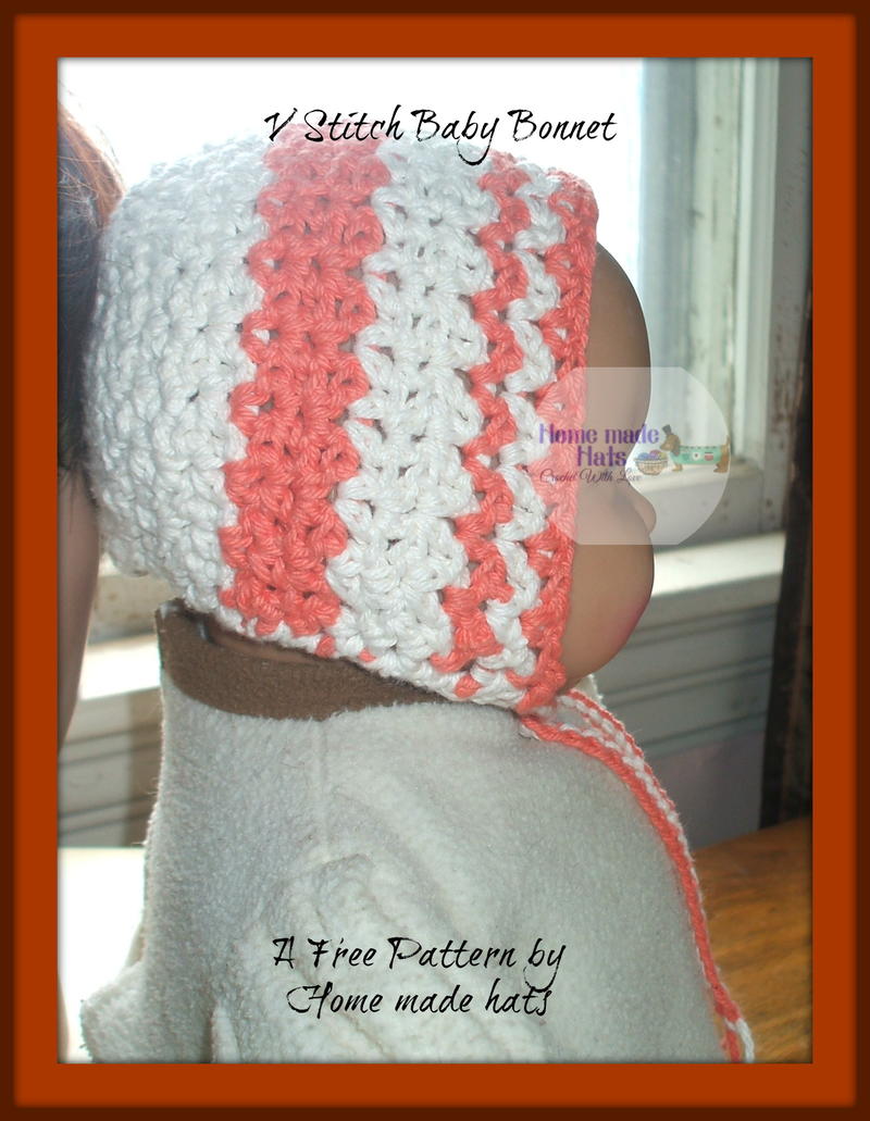 V-Stitch Crochet Baby Bonnet | AllFreeCrochet.com