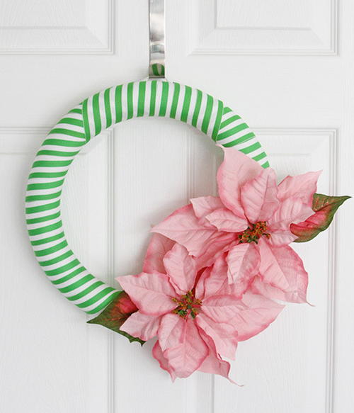 Poinsettia Striped DIY Wreath