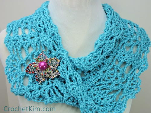 Peacock Lace Crochet Infinity Cowl
