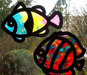 Melted Crayon Art Tropical Fish Suncatchers