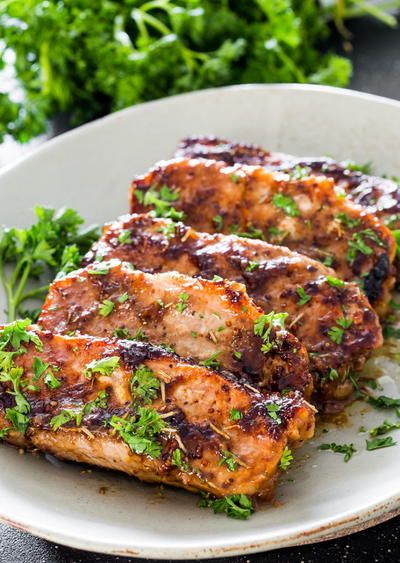 Mustard Balsamic Pork Chops with Rosemary