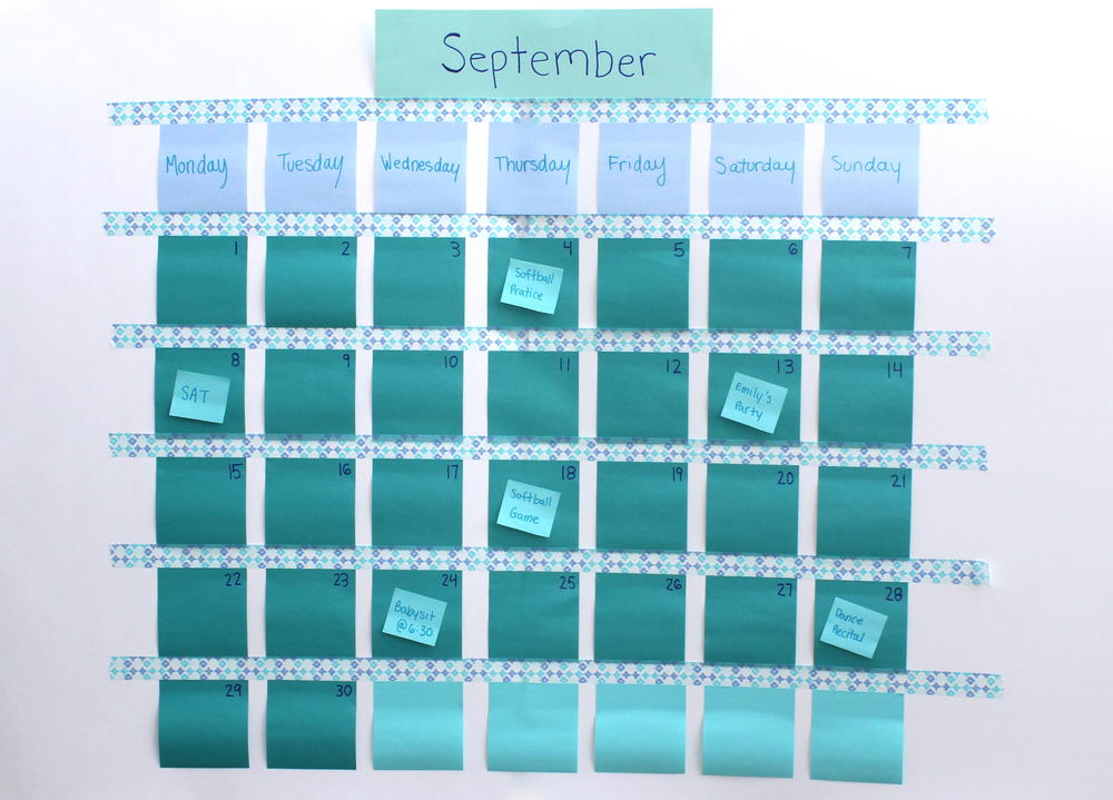 Sticky Note Calendar | AllFreeKidsCrafts.com Sticky Note Calendar | AllFreeKidsCrafts.com