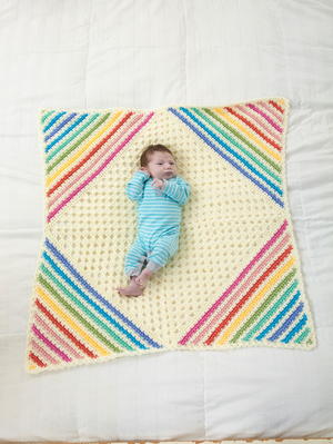 Corner to corner baby blanket made with Lion Brand Ice Cream Yarn in Tutti  Frutti! This might be one of my absolu…