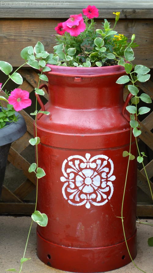 Painted Milk Can Planter