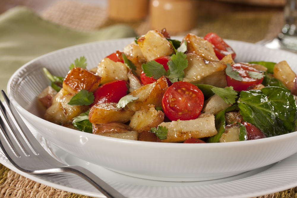 Roasted Potato Salad with Cilantro-Lime Dressing | MrFood.com homemade potato salad dressing