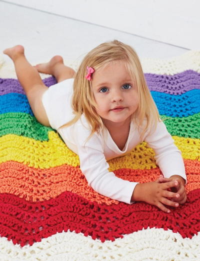 Wavy Rainbow Crochet Baby Blanket Pattern