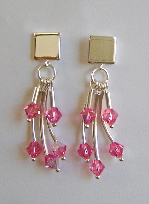 Rosy Silver Tube Earrings