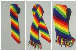 Cheery Rainbow Crochet Scarf