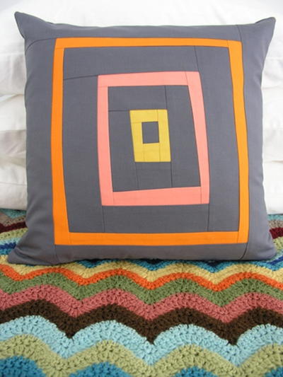 Free-form Log Cabin Pillow