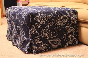Ottoman Slipcover with Box Pleat Skirt