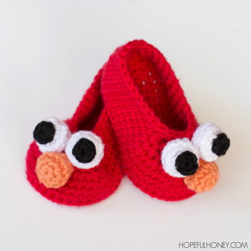Elmo Inspired Crochet Baby Booties | AllFreeCrochet.com