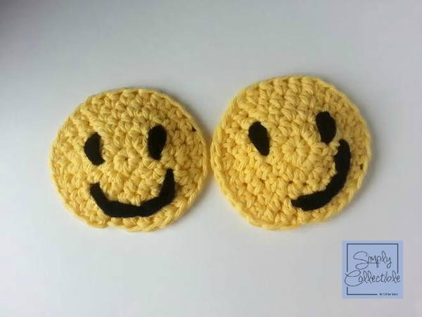 Smiley Face Crochet Coasters