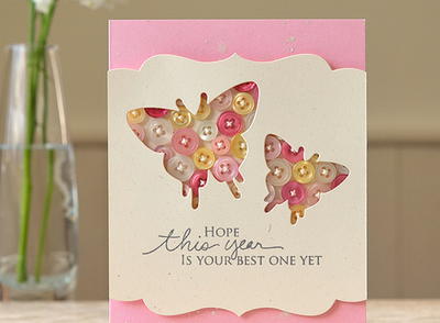 Button Butterfly Birthday Card