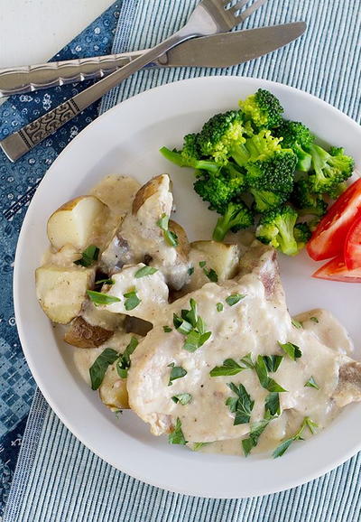 Slow Cooker Creamy Ranch Pork Chop Dinner