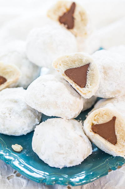 Chocolate Kiss Surprise Powder Puff Cookies