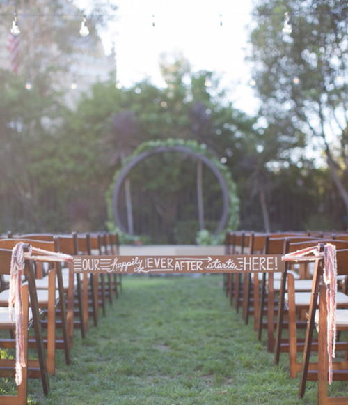 Wooden Ceremony Aisle Sign
