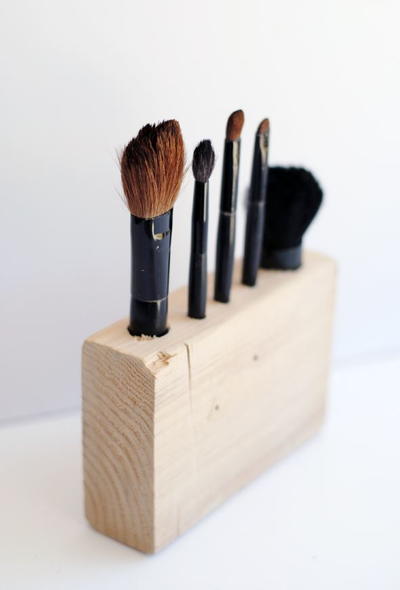 Wood DIY Makeup Brush Holder