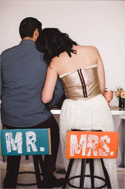 Mr. & Mrs. DIY Yarn Signs