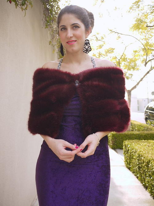 Burgundy Faux Fur Caplet