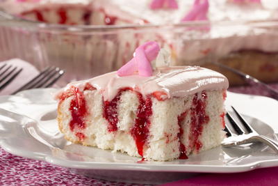 Pink Ribbon Poke Cake