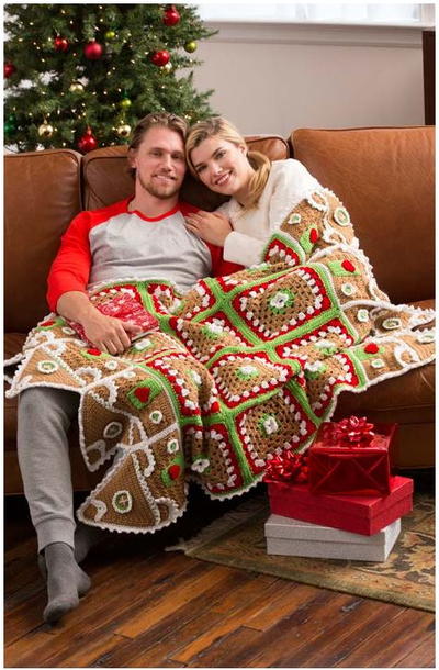 Gingerbread House Granny Square Crochet Blanket Gingerbread House Granny Square Crochet Blanket