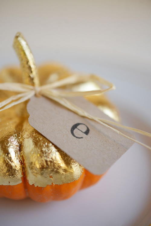 Gilded Pumpkin Fall Wedding Place Cards