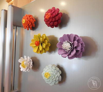 Pine Cone Flower Refrigerator Magnets